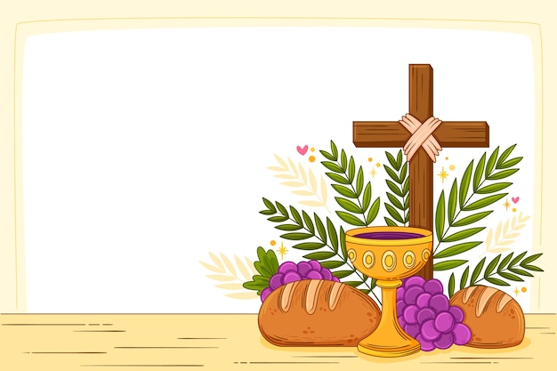 Vettore gratuito sfondio disegnato a mano per palm sunday.