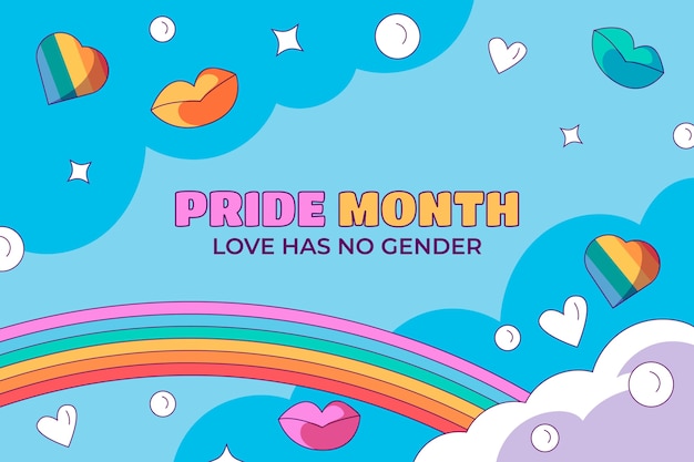 Hand drawn background for pride month celebration