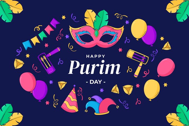Hand drawn background for purim holiday celebration