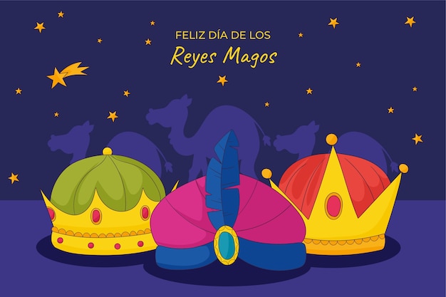 Vettore gratuito sfondio disegnato a mano per reyes magos