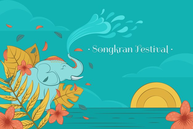 Hand drawn background for songkran water festival celebration