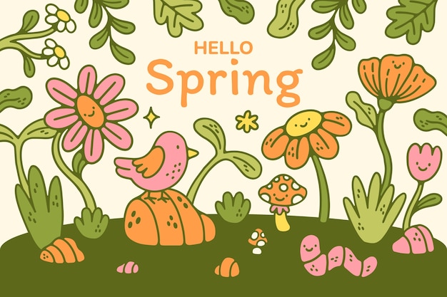 Hand drawn background for springtime season