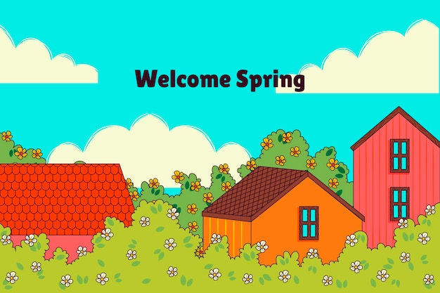 Hand drawn background for springtime season