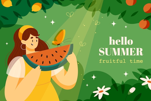 Free vector hand drawn background for summertime season