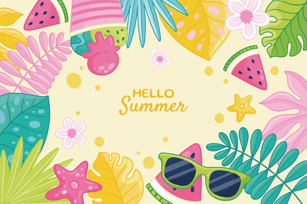 Free vector hand drawn background for summertime