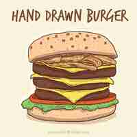 Vettore gratuito sfondo disegnato a mano di hamburger gustoso