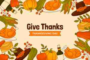 Free vector hand drawn background for thanksgiving celebration