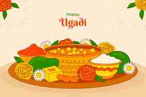 Free vector hand drawn background for ugadi festival