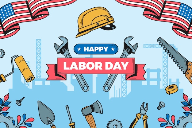 Hand drawn background for us labor day celebration
