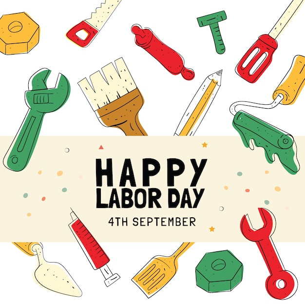 Free vector hand drawn background for us labor day celebration