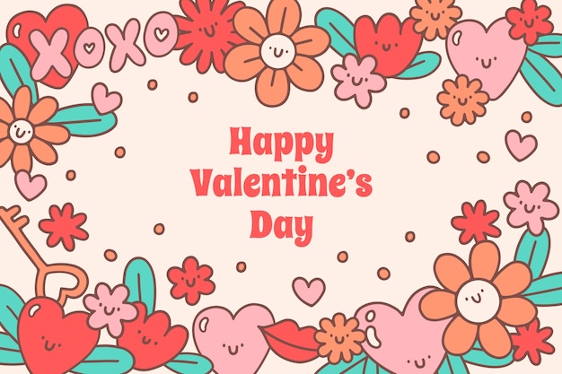 Free vector hand drawn background for valentine's day celebration