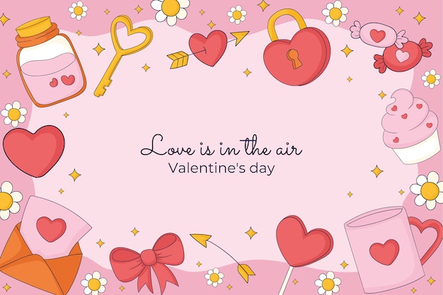 Hand drawn background for valentines day celebration