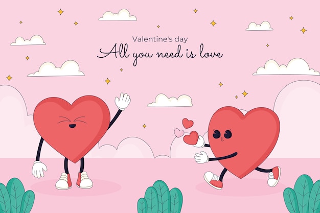 Free vector hand drawn background for valentines day celebration