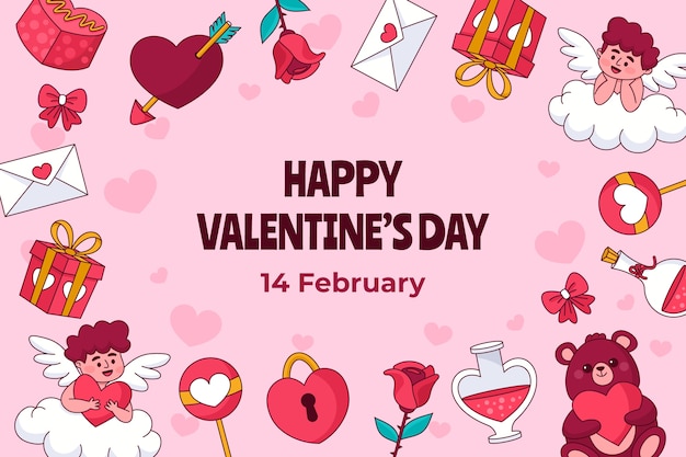 Free vector hand drawn background for valentines day celebration