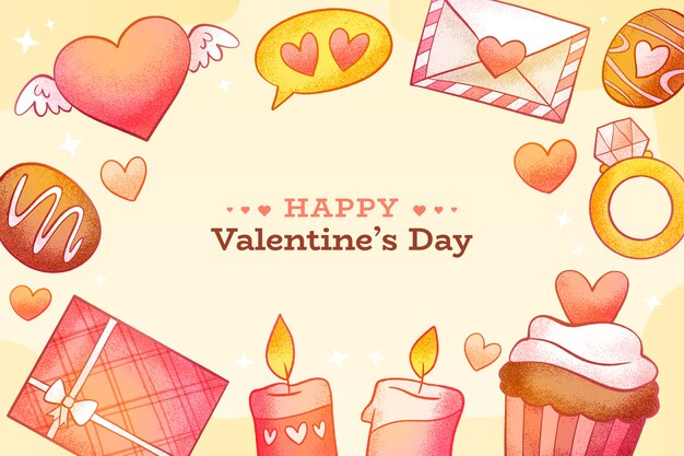 Free vector hand drawn background for valentines day celebration