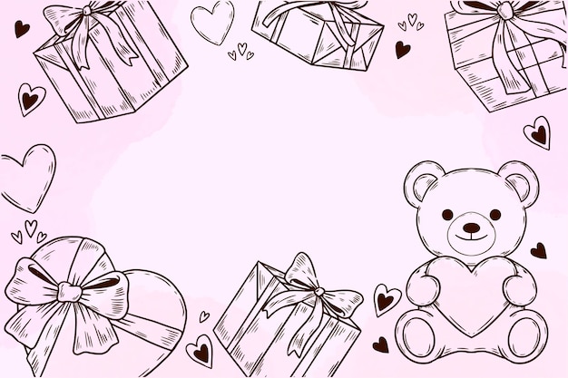 Free vector hand drawn background for valentines day celebration