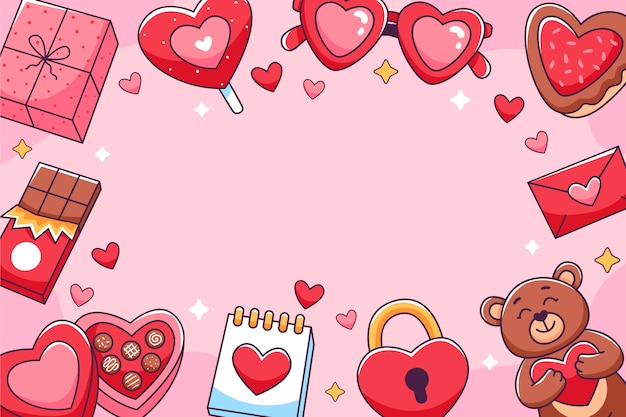 Free vector hand drawn background for valentines day celebration