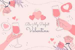 Free vector hand drawn background for valentines day