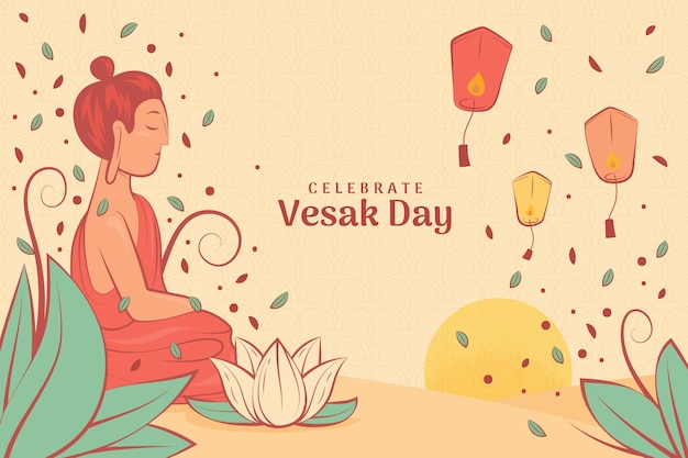 Hand drawn background for vesak festival celebration