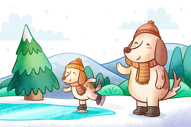 Hand drawn background for wintertime season