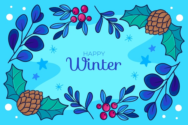 Free vector hand drawn background for wintertime season