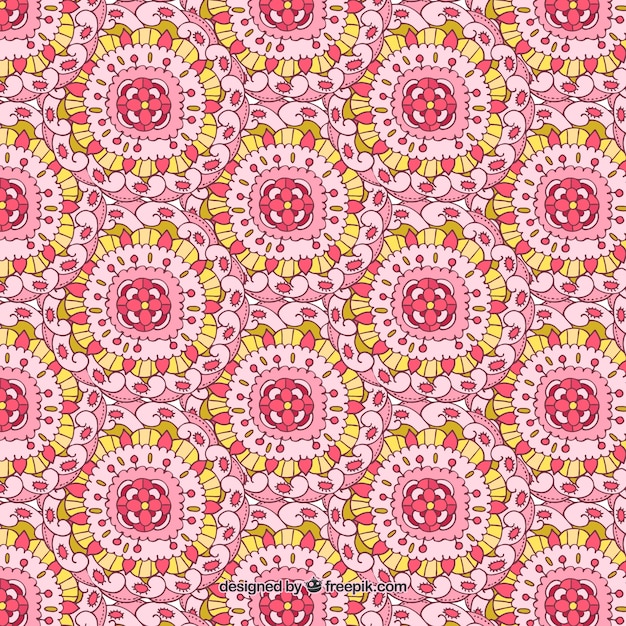 Free vector hand-drawn background with abstract flowers and yellow details