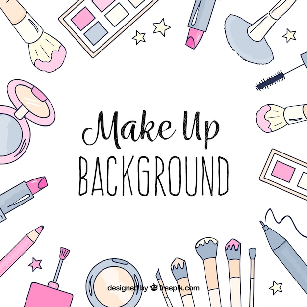 Free vector hand drawn background with cosmetics