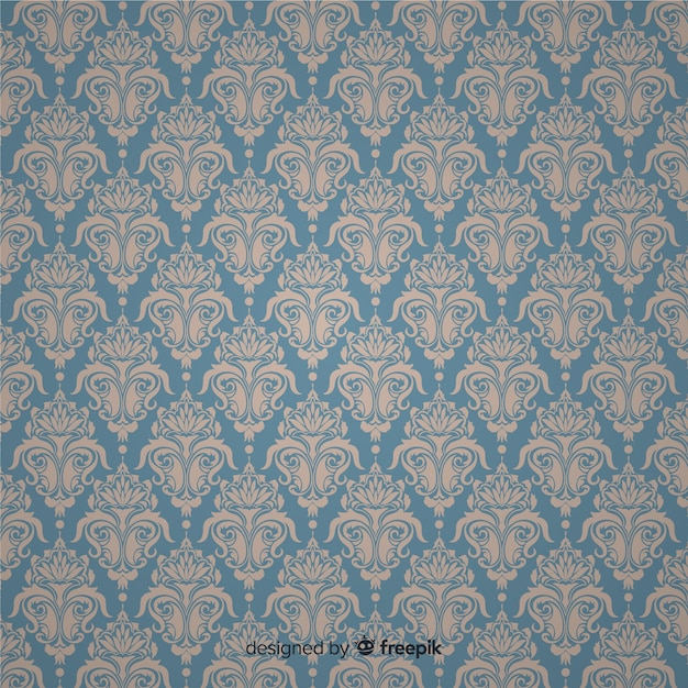 Free vector hand drawn background with damask pattern