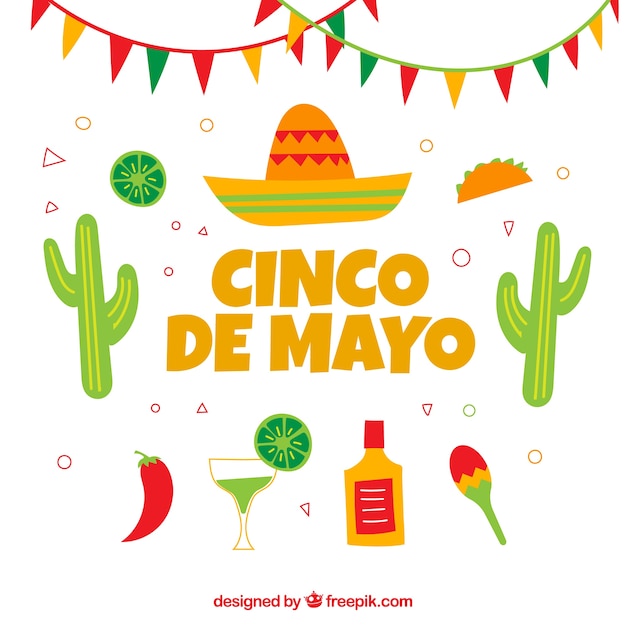 hand-drawn background with decorative objects for may five