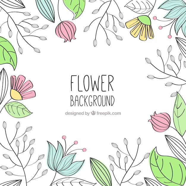 Hand drawn background with lovely flowers