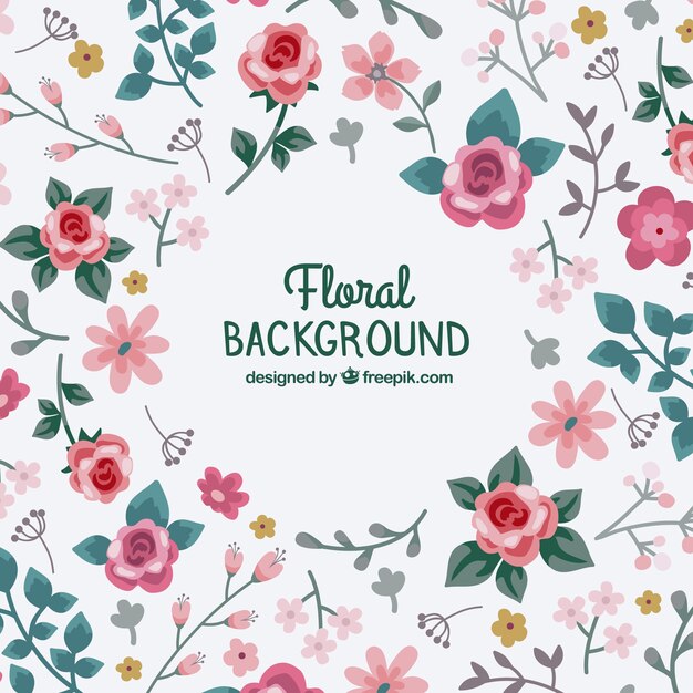 Hand drawn background with lovely flowers