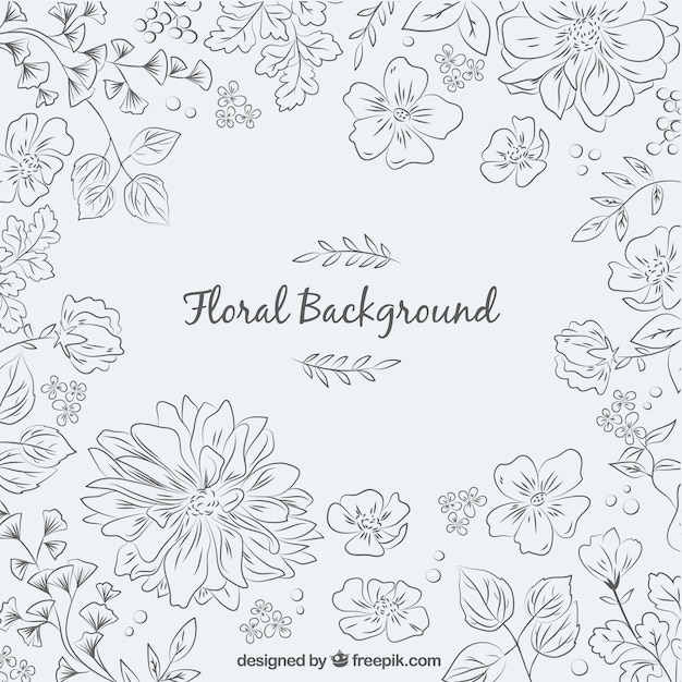 Hand drawn background with modern flowers