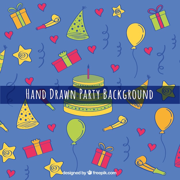 Hand-drawn background with party elements