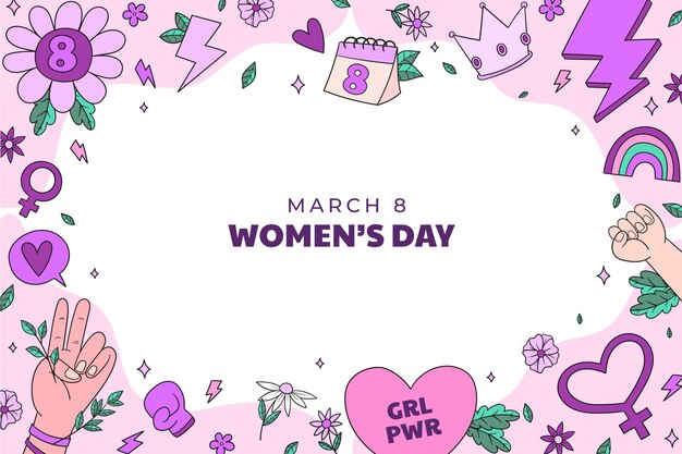 Hand drawn background for women's day celebration