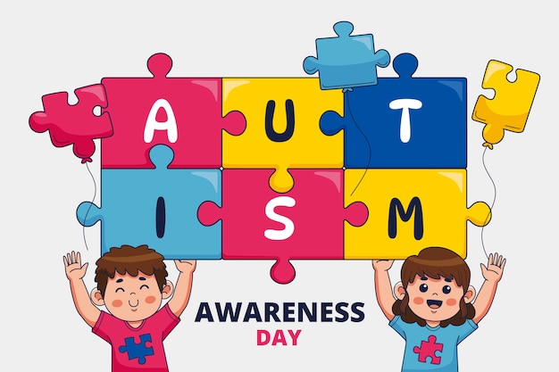 Hand drawn background for world autism awareness day