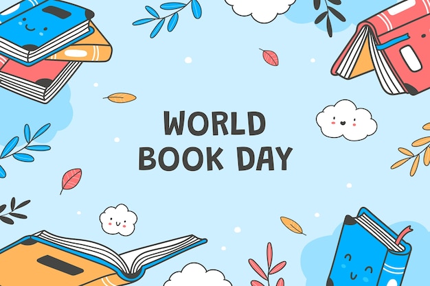 Free vector hand drawn background for world book day celebration
