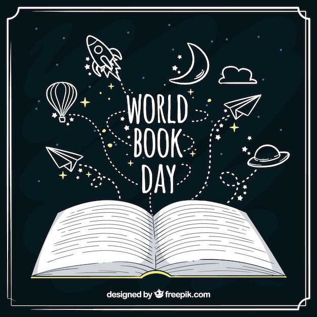 Fondo disegnato a mano per la giornata mondiale del libro