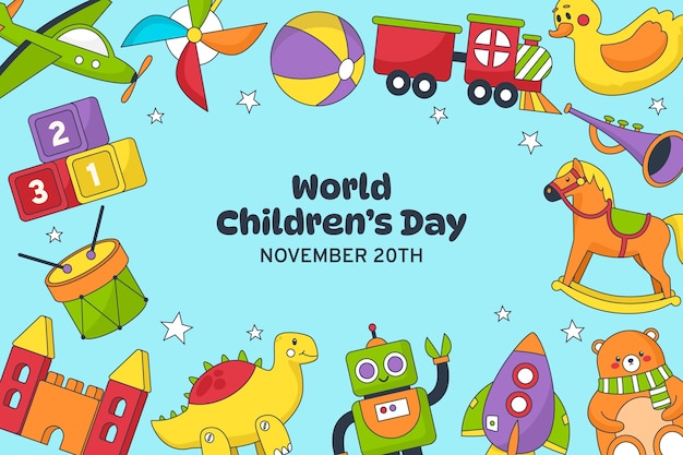 Free vector hand drawn background for world children's day celebration