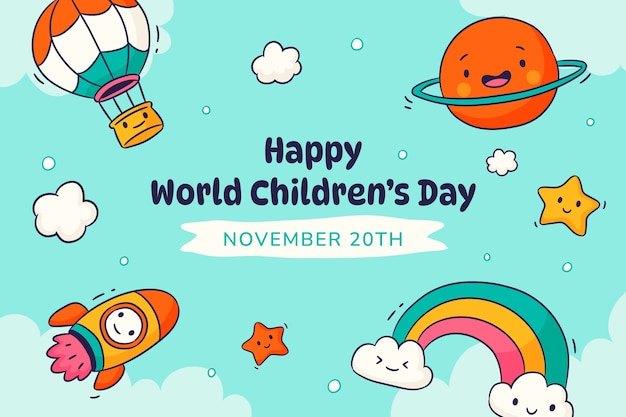 Hand drawn background for world children's day celebration