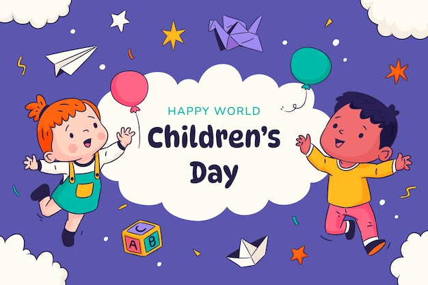 Hand drawn background for world children's day celebration