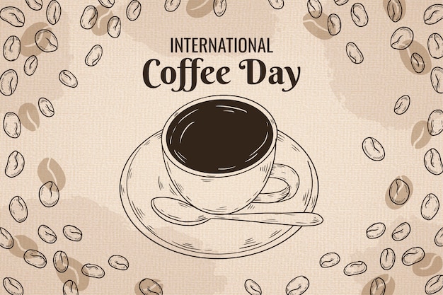 Free vector hand drawn background for world coffee day celebration