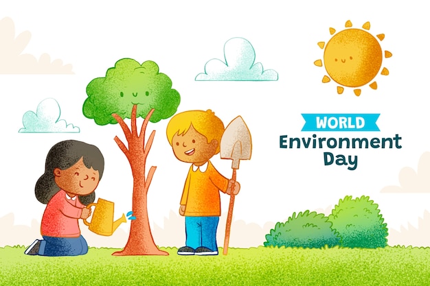 Free vector hand drawn background for world environment day celebration