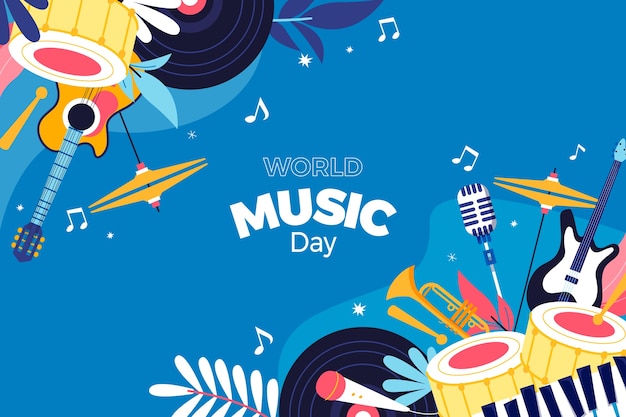 Hand drawn background for world music day celebration