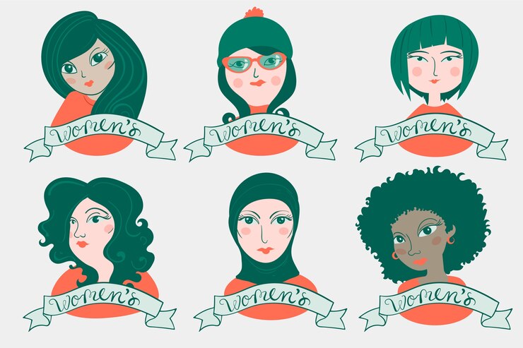 Free Vector hand-drawn badge collection with womens day