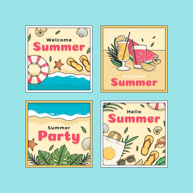 Free Vector hand drawn badges collection for summer season