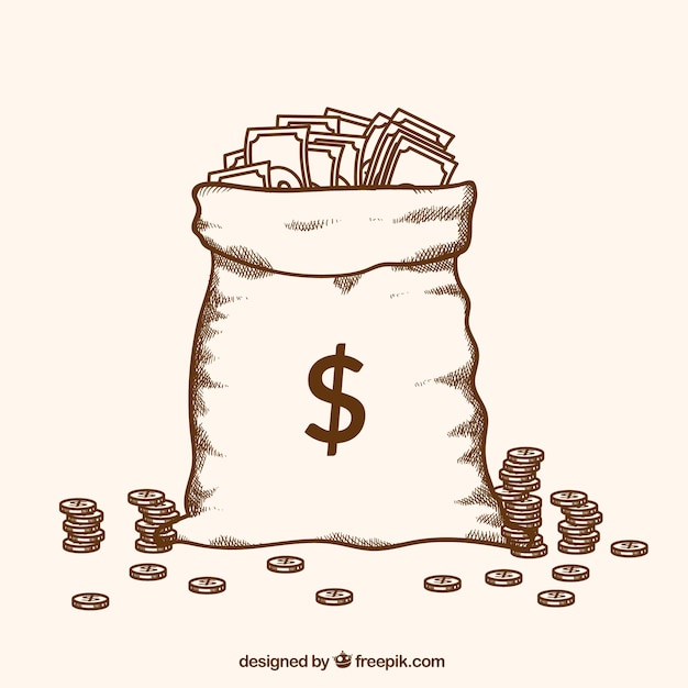 Free vector hand drawn bag full of money