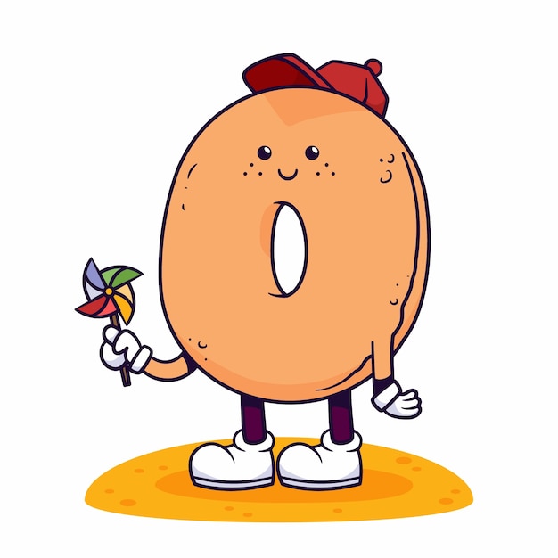 Hand drawn bagel cartoon illustration