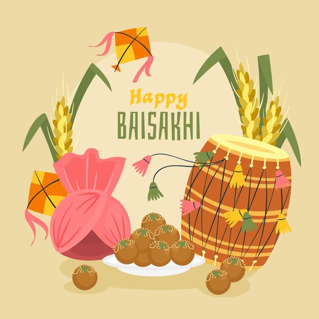 Hand drawn baisakhi illustration