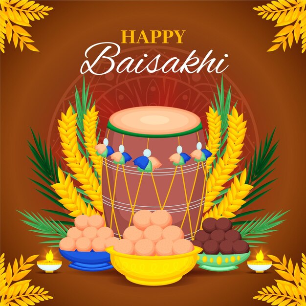 Hand drawn baisakhi illustration