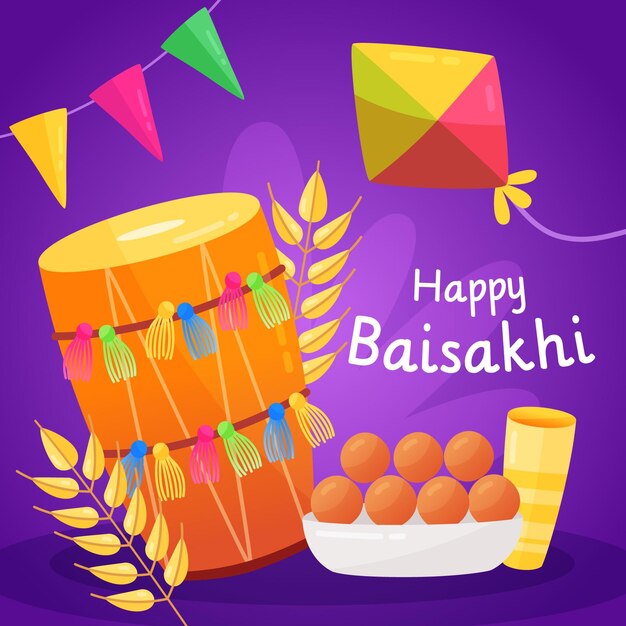 Hand drawn baisakhi illustration